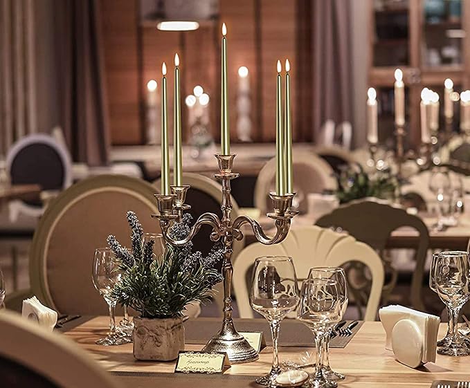 Hyoola Tall Metallic Cream Gold Taper Candles - 10 Inch - Dripless - 12 Pack - 8 Hour Burn Time - Image 5