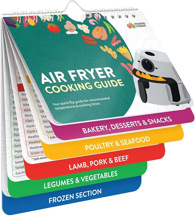 Air Fryer Cheat Sheet Magnets Booklet - Air Fryer Cookbook for Beginners - Air Fryer Liners - Air Fryers Kitchen Gifts Gadgets 2026 - Air Fryer Accessories Cook Books Kitchen+Gadgets Cooking Guide by MomoNashi