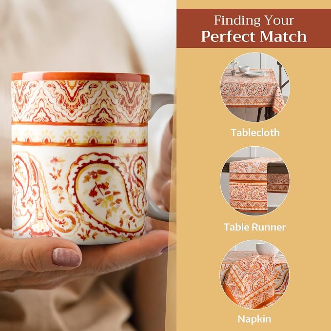 Maison d' Hermine Coffee Mug with Handles Tea Cups (15 Ounce, Pack of 2) | Fine Bone China Coffee Mugs for Hot Beverages Cappuccino Latte Home Restaurant Hotel Spring Summer -Palatial Paisley - Image 6