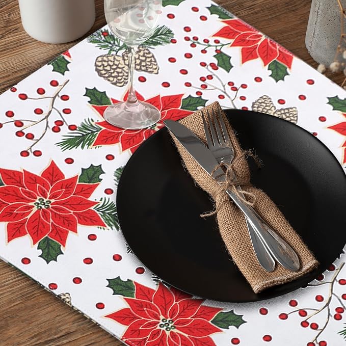 Urban Villa Two Tone Placemat Cotton Tablemat 14x20 (Set of 6) Pine Cone - Image 4