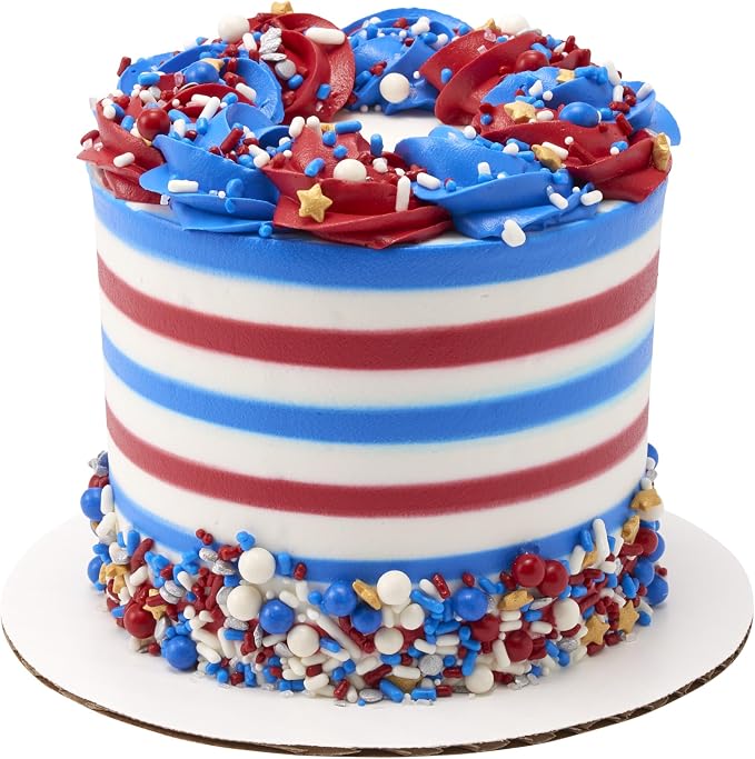 DECOPAC Firecracker Deluxe Fusion Mix, 26oz, Fancy Patriotic Candy Sprinkles in Handheld Container, Edible Sprinkles For Celebration Cakes, Cupcakes, Cookies and Donuts, Red, White, and Blue - Image 6
