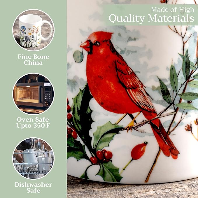 Maison d' Hermine Coffee Mug with Handles Tea Cups (12 Ounce, Pack of 1) | Fine Bone China Coffee Mugs for Hot Beverages Cappuccino Latte Home Restaurant Hotel Spring Summer -Morzine - Morzine - Image 3