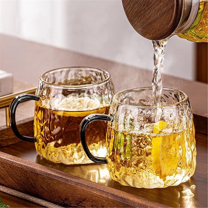 drinking glassware Glacier Texture Drinking Glasses Set with Handles - Image 6