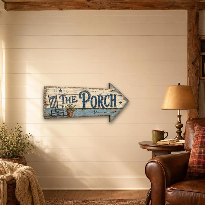 The Porch Right-Pointing Arrow Sign | barnwood look, rustic, durable print, ready to hang - Image 5