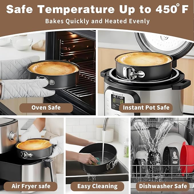 Nonstick 4 7 9 Inch Springform Pan Cheesecake Pan with Protector | Leakproof Spring Form Pan for Cheesecake, Spring Cheese Cake Pans for Baking with Removable Bottom and 50Pcs Parchment Paper - Image 4