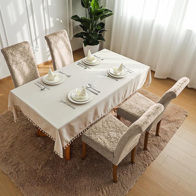 FORCHEER Chair Covers for Dining Chairs Set of 4,Velvet Beige Stretch Dining Room Chair Cover Kitchen Parsons Chair Slipcovers (Pack of 4, Velvet Beige) - Image 6