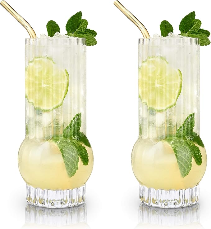 Viski Deco Crystal Island Highball Glasses Set of 2 - Premium Crystal Mojito and Gin and Tonic Glasses, Highball Cocktail Glassware Gift Set, 13 oz - Image 11