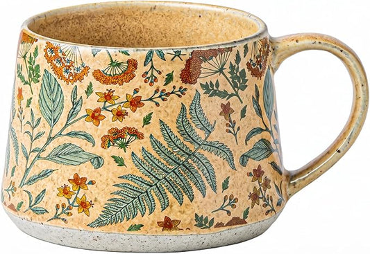 Ceramic Coffee Mug, 13oz Floral Design Pottery cute mugs, Ideal Gift for Women unique vintage pretty coffee mugs (Upgraded Summer Whisper) by Qixc%C3%B3zti