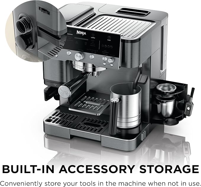 Ninja Luxe Café Premier Espresso & Rapid Cold Brew, Gunmetal, ES601GM | Drip Coffee, Built-in Coffee Grinder, Hands-Free Milk Frother, Assisted Tamper for Cappuccinos & Lattes - Image 8
