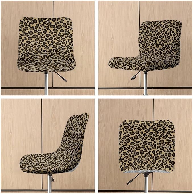 Leopard Print Bar Stools Covers, Set of 2 Height Counter Bar Stools Anti-Slip Seat Covers for Swivel Barstools Cover Adjustable Stool Chair Home Kitchen Furniture Protector - Image 6
