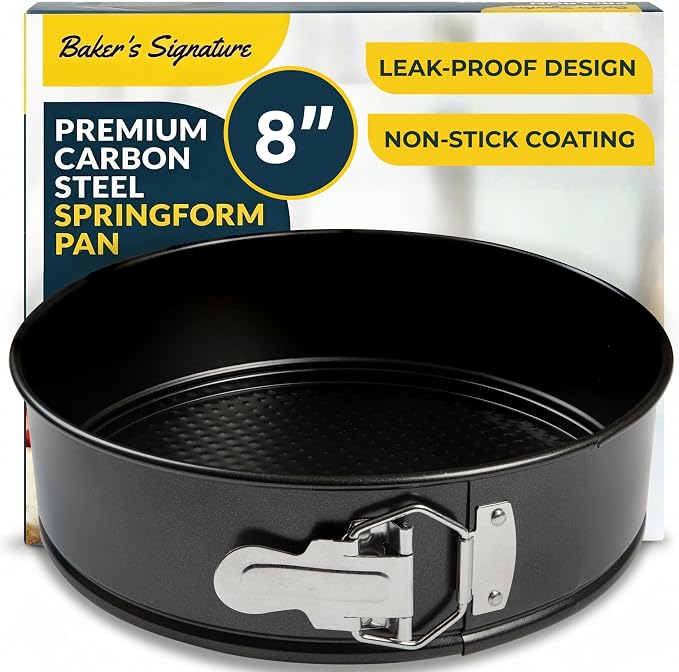 Cheesecake Pan 8" Carbon Steel With Removable Bottom – Leakproof Design | Nonstick Coating Springform – Durable Cake Mold With Secure Latch, Even Heat Cheese Cake Pans For Baking by BakersSignature