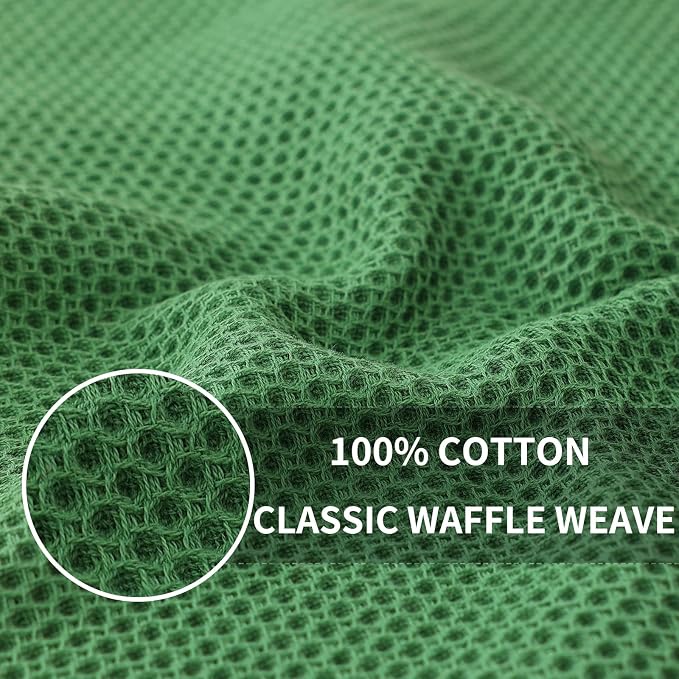 Homaxy 100% Cotton Waffle Weave Kitchen Dish Cloths 12-Pack, Grass Green | 12 x 12 Inches, Ultra Soft Absorbent Dish Towels, Quick Drying Dish Rags with Hanging Loop - Image 2