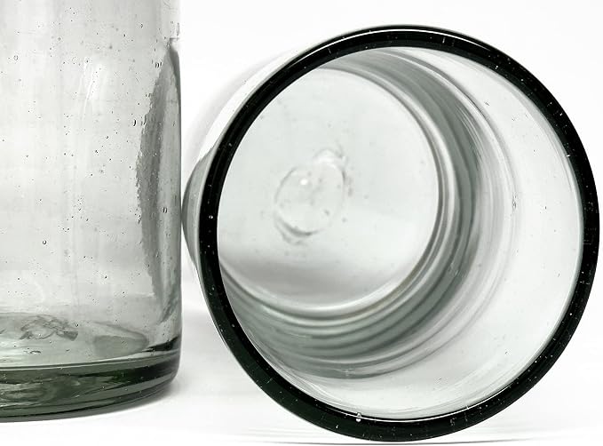 18 oz Hand Blown Mexican Drinking Glasses - Set of 6 tumblers, 18 fl oz each, Clear - Image 4