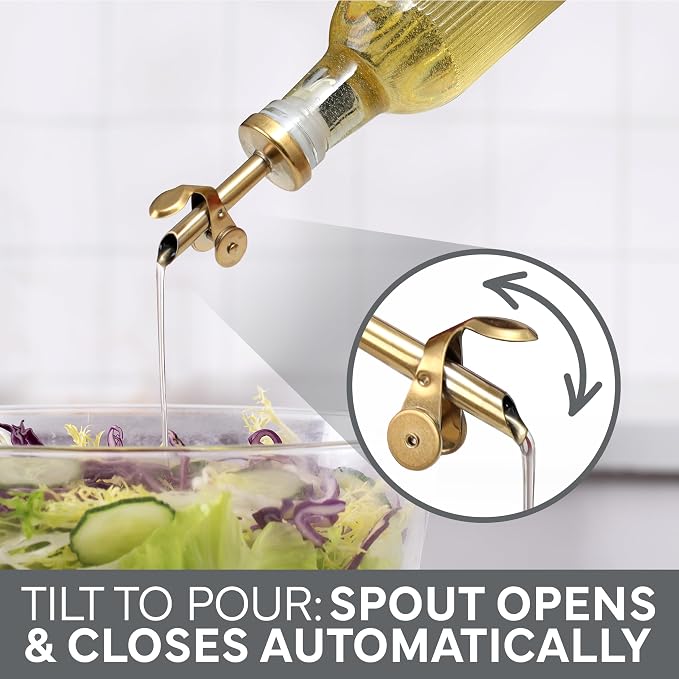COOK WITH COLOR Glass Olive Oil Dispenser Bottle - 2 Pack, 17 oz Cruet - Elegant Carafe Decanter with Spout for Kitchen, Suitable for Vinegar, Coffee Syrups & Other Liquids - Image 6