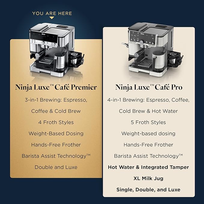 Ninja Luxe Café Premier 3-in-1 Espresso Machine, Drip Coffee, & Cold Brew | Built-in Grinder, Hands-Free Milk Frother, and Assisted Tamper for Cappuccinos & Lattes, Stainless Steel, ES601 - Image 7