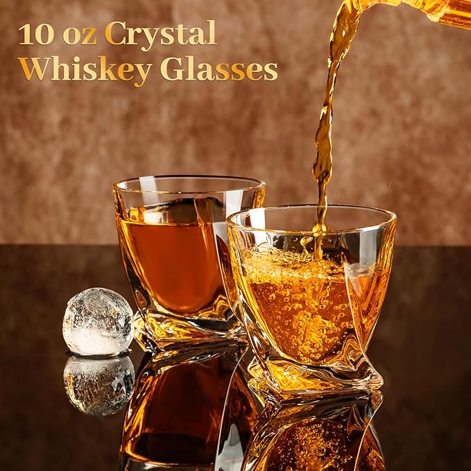 PARACITY Whiskey Glasses Set of 2, Old Fashioned Cocktail Glass, 10 OZ Whiskey Glasses, Bourbon Glasses, Rocks Glasses for Scotch, Liquor Vodka, Bourbon, Whiskey Gifts for Men, Husband, Boyfriend | Old fashioned glassware has a 3.54 in wide profile for... - Image 3