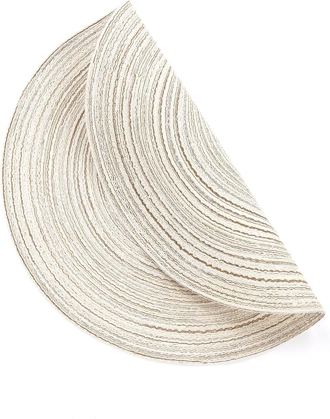 SHACOS Round Placemats Set of 6 Braided Circle Place Mat Washable 15 inch Table Mats for Kitchen Dining Table Decor Mixed Color (Ivory, 6) - Image 2