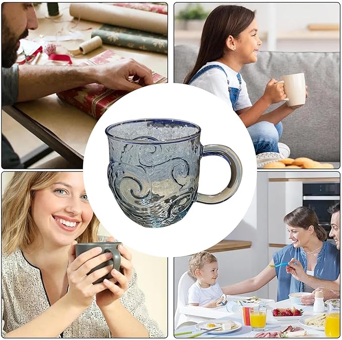 Design glass-Cup – 300ml Transparent Coffee Mug, Heat Resistant Water Mug, Ergonomic Handle Drinkware | Modern glass-for Iced Coffee, Tea, Juice | Perfect for Home, Bar, Office, Gifting