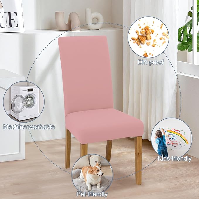 Dining Chair Covers, Stretch Seat Covers, Washable Furniture Protector | Washable, Stretch Fit, Soft, Non Slip, Dining Chair Covers, Seat Protector, Furniture Protector - Image 6
