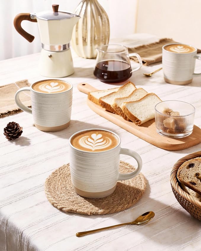 famiware Coffee Mugs Set of 6, 13 oz Mug Set, Ceramic Cup Set with Handle for Coffee, Tea, Cocoa, Milk, Constellation Series, Cream - Image 3