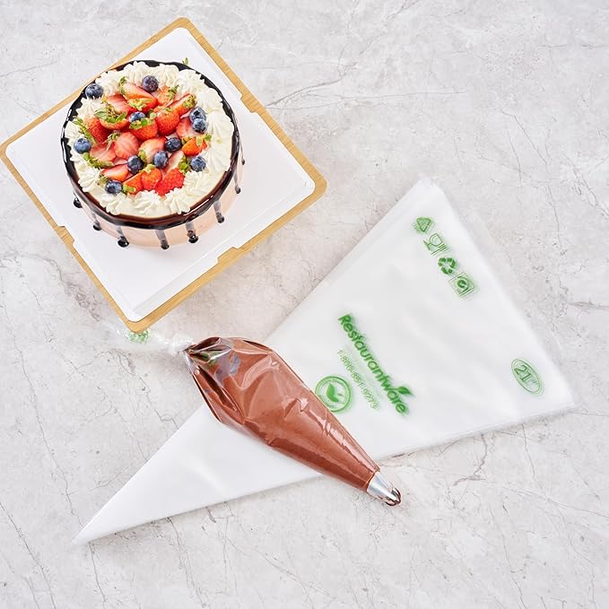 Restaurantware Pastry Tek 21 x 10.2 Inch Piping Bags 100 Disposable Pastry Bags - Sturdy No Slip Clear Plastic Baking Bags To Decorate Cakes For Parties Or Bakeries