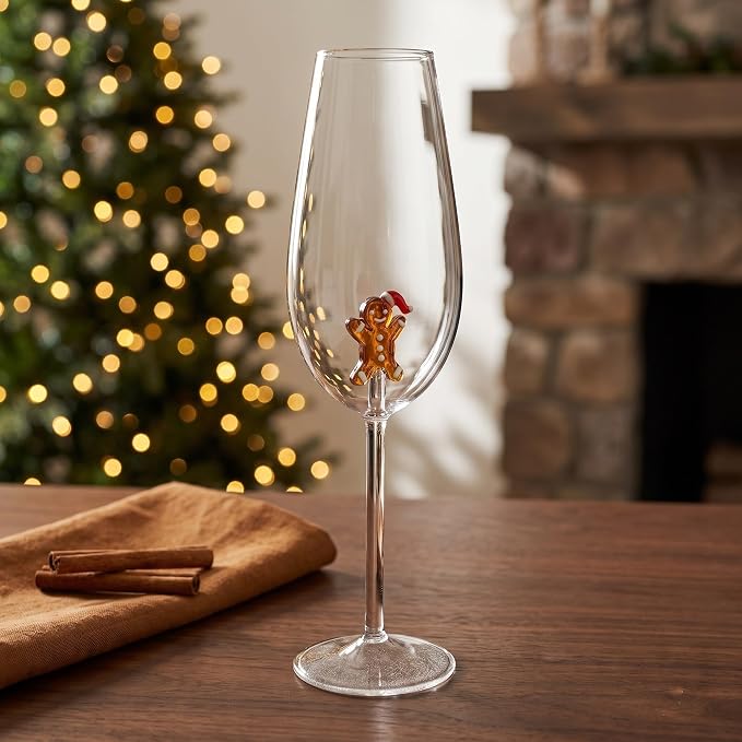 Zerodeko Christmas Wine Glasses: Decorative Glass Wine Goblet for Bar Pub | Xmas Gingerbread Man Drinkware Cocktail Glassware for Christmas Parties Hosting - Image 4