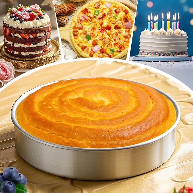 9 Inch Round Cake Pans Set of 2 with 100 Pieces Parchment Paper | Stainless Steel Round Cake Pans For Layered Cakes, No Coating Smash Baking Pan, Mirror Finish Dishwasher Safe Cake Mold - Image 4