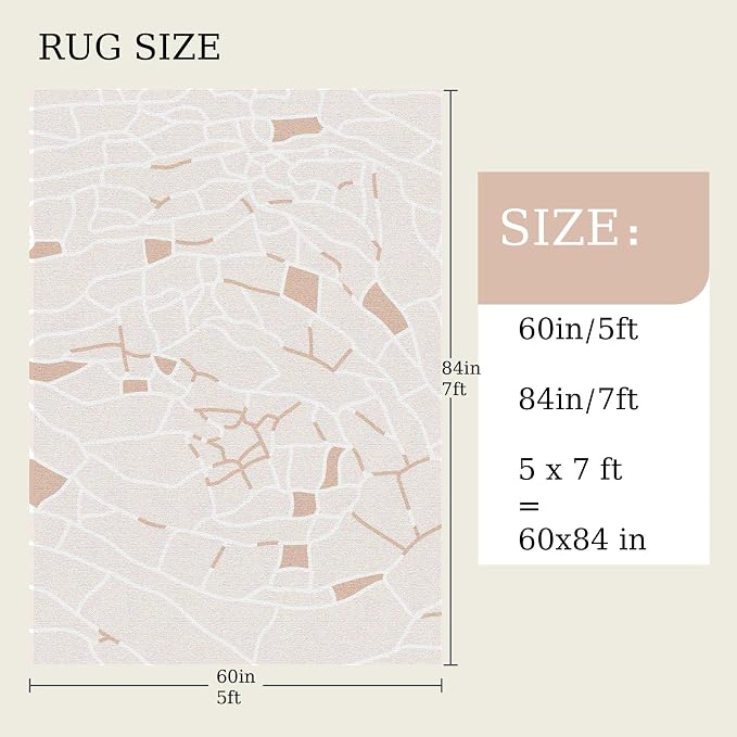 5x7 Area Rug, Machine Washable Living Room Rug - Non-Slip Low Pile Accent Rug for Bedroom, Pet Friendly, Modern Vintage Geometric Design - Image 2