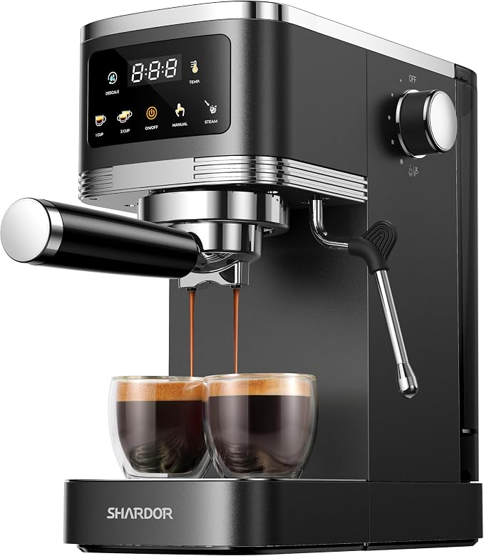 SHARDOR Espresso Machine 20 Bar, Professional Espresso Machine with Milk Frother and Touchscreen, Expresso Coffee Machines with Adjustable Temperature,for Cappuccino, Latte, Stainless Steel, Black by Shardor