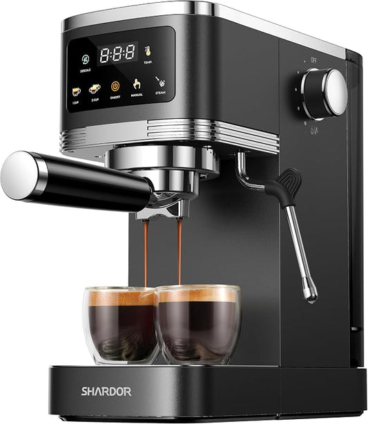 SHARDOR Espresso Machine 20 Bar, Professional Espresso Machine with Milk Frother and Touchscreen, Expresso Coffee Machines with Adjustable Temperature,for Cappuccino, Latte, Stainless Steel, Black by Shardor
