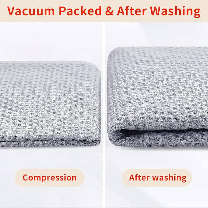 Homaxy 100% Cotton Waffle Weave Kitchen Dish Cloths 12-Pack, Light Gray | 12 x 12 Inches, Ultra Soft Absorbent Dish Towels, Quick Drying Dish Rags with Hanging Loop - Image 7