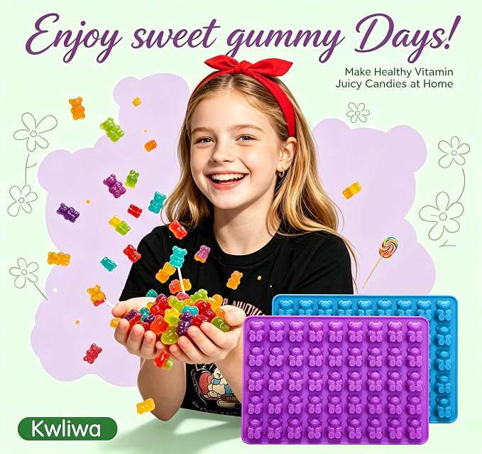 4 pcs Large Gummy Bear Molds 5 ML, BPA-FREE Silicone Chocolate Candy Gummy Molds with 4 Droppers，Non-stick and Bpa Free for Candy Chocolate Gummies Baking -140 Cavity - Image 2