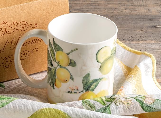 Maison d' Hermine Coffee Mug with Handles Tea Cups (15 Ounce, Pack of 2) | Fine Bone China Coffee Mugs for Hot Beverages Cappuccino Latte Home Restaurant Hotel Spring Summer -Limoncello - Image 7