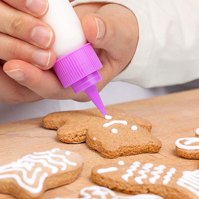 Free Hand Writer Bottles - 10 Easy Small Squeeze Bottles - 5 Each (1 and 2 Ounce) - Cookie Cutters, Cake and Baking Decoration, Food Coloring & Royal Icing Supplies for Writing (10 bottles)