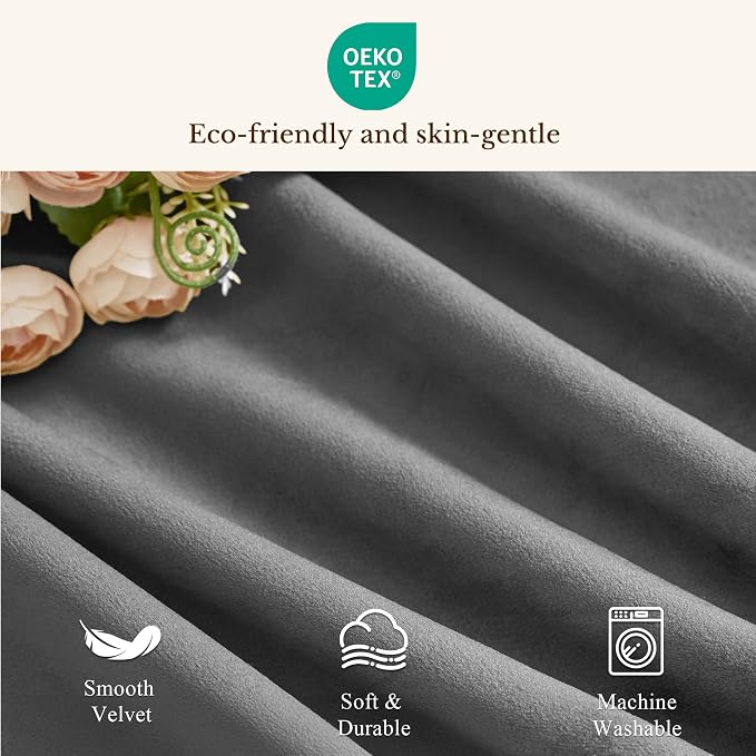 Grey Scalloped Valance for Windows 52x18 Inch 1 Panel | Luxury Velvet Kitchen Curtains for Small Window, Wavy Hem Window Treatment for Bathroom，Basement, Rod Pocket - Image 8