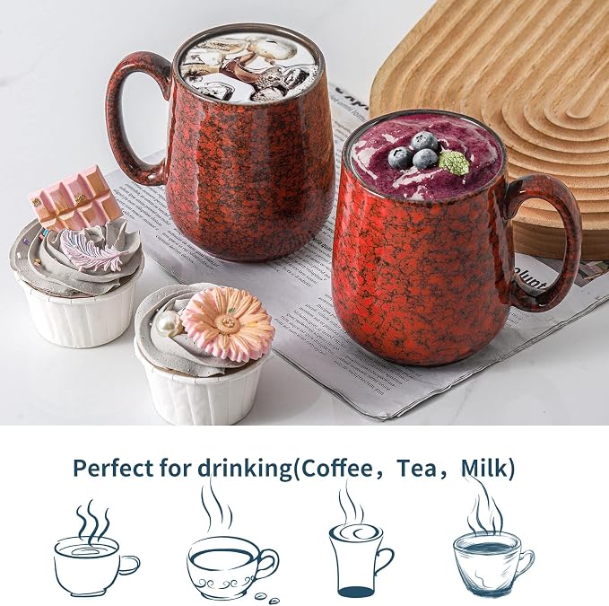 Hasense Large Coffee Mug, Coffee Cup Ceramic for Men and Women, 20 oz Stoneware Mug for Tea Soup Milk as Gifts, Dishwasher and Microwave Safe(Red) - Image 7