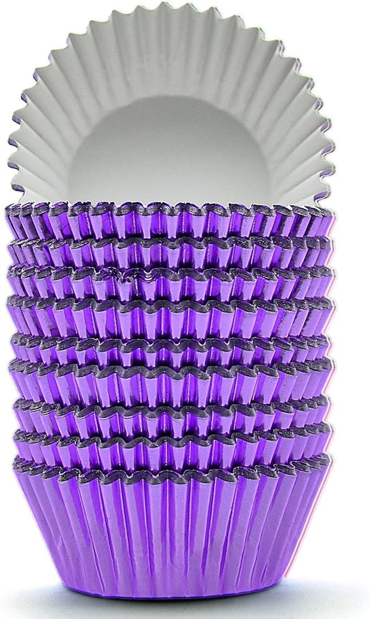 200 Pcs Purple Foil Cupcake Liners Standard Baking Cups Muffin Paper Cases | Food-grade, Greaseproof & Sturdy Parchment, Cupcake Wrapper for Party, Christmas, Gift by MODENGKONGJIAN
