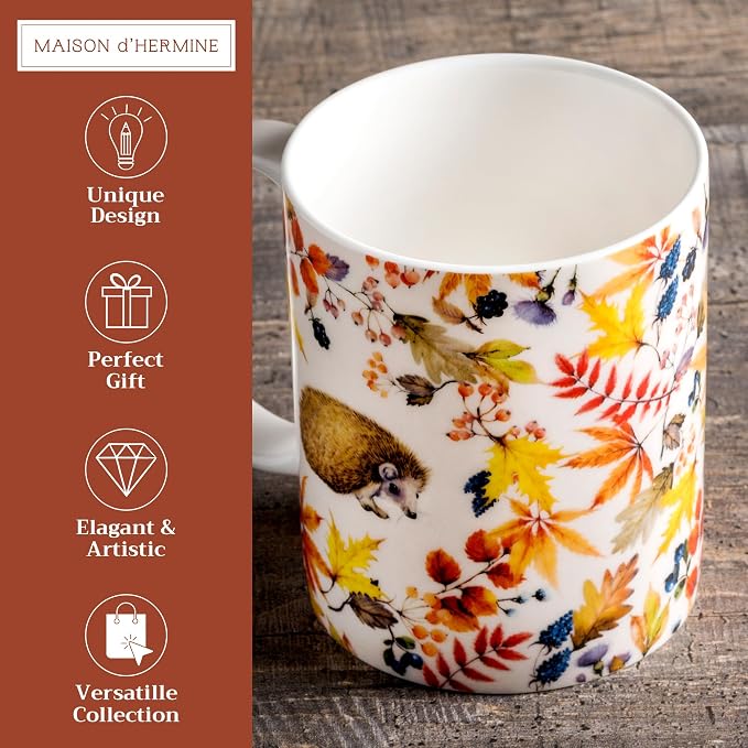 Maison d' Hermine Coffee Mug with Handles Tea Cups (15 Ounce, Pack of 1) | Fine Bone China Coffee Mugs for Hot Beverages Cappuccino Latte Home Restaurant Hotel Spring Summer -Sous-Bois - Foret - Image 2