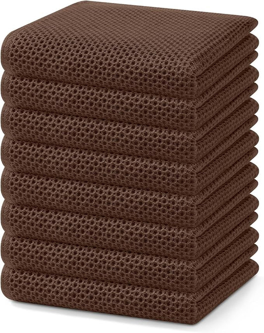 Homaxy 100% Cotton Waffle Weave Kitchen Dish Towels 8-Pack, Coffee | 13 x 28 Inches, Ultra Soft Absorbent Dish Towels, Quick Drying Cleaning Towels by Homaxy