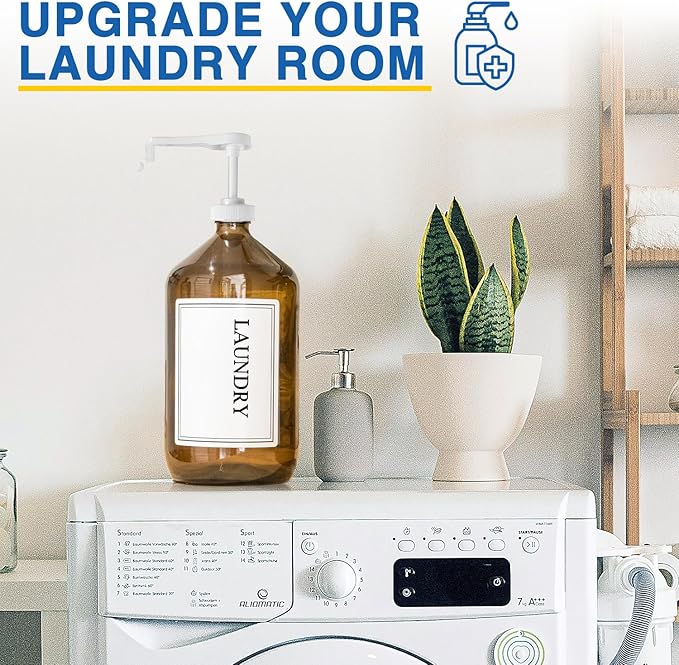 8Pcs Gallon Jug Pump Dispenser, 38-400 Leak Proof Pump for Gallon Jug - Lotion Shampoo Pump Cap Included, Fits 1 Gallon Bottle 64oz 128oz Shampoo Laundry Detergent Containers