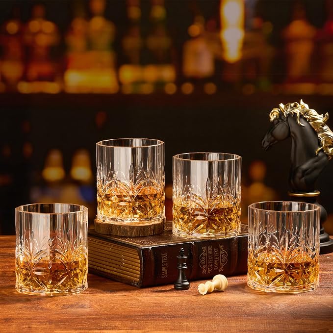 Hlukana Unbreakable Plastic Whiskey Glasses Set of 6, 14 Oz Old Fashioned Glasses for Scotch Cocktail Rum Bourbon Vodka Liquor, Unique Gifts for Men, Reusable, Clear, BPA-free, Dishwasher Safe - Image 4