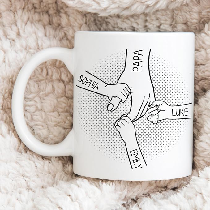 LOVELYPOD Custom Dad Mug with Kids Names, Hold Hand Coffee Cups for Dads, Fathers Day Mug, Dad Gifts from Daughter Son, Father's Day Presents, Personalized Mugs - Image 4