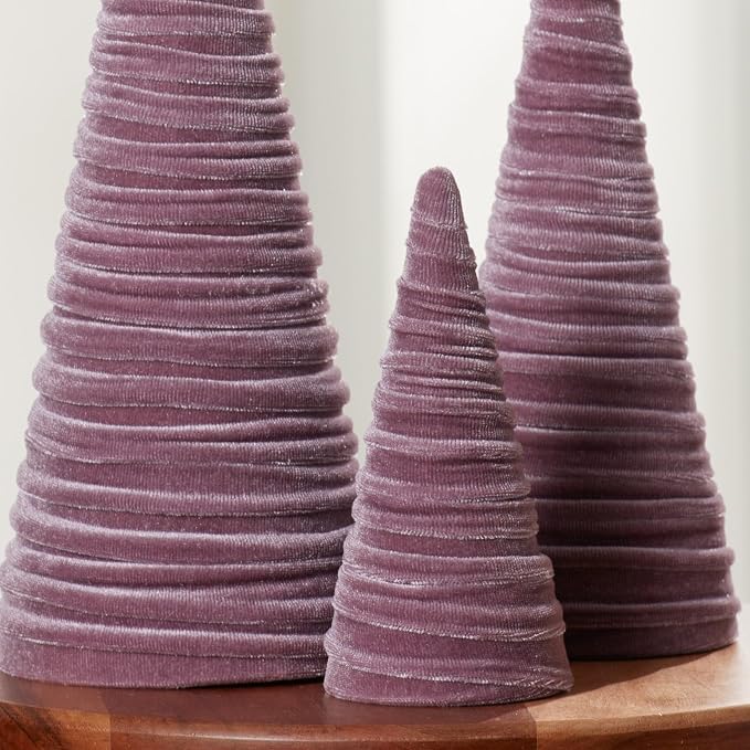 Your Heart's Content Mulberry Velvet Trees Set of 3, Modern Valentine Tree Tabletop, Elegant Mantel Accent, Handcrafted Entryway, Winter Centerpiece, Cozy Gift for (Mulberry) - Image 4