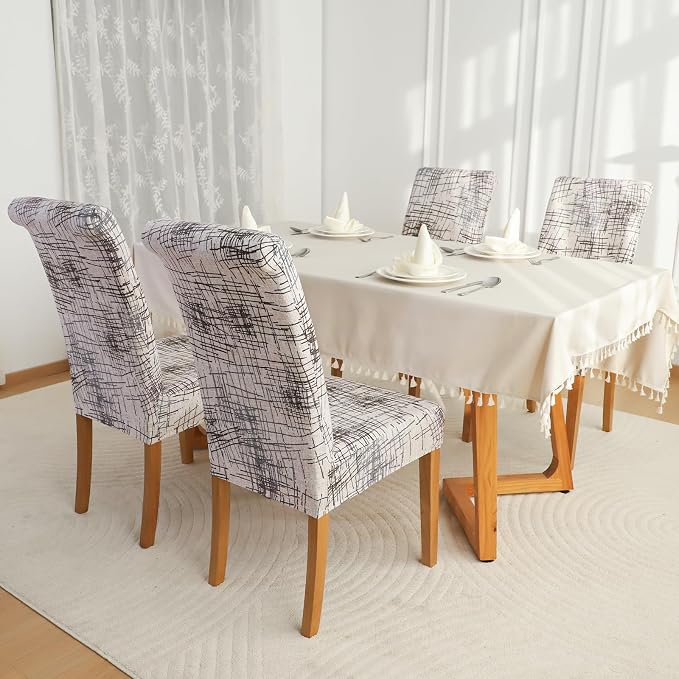 FORCHEER Chair Covers for Dining Chairs Set of 4,Beige Stretch Dining Room Chair Cover Kitchen Parsons Chair Slipcovers (Pack of 4, Beige) - Image 6
