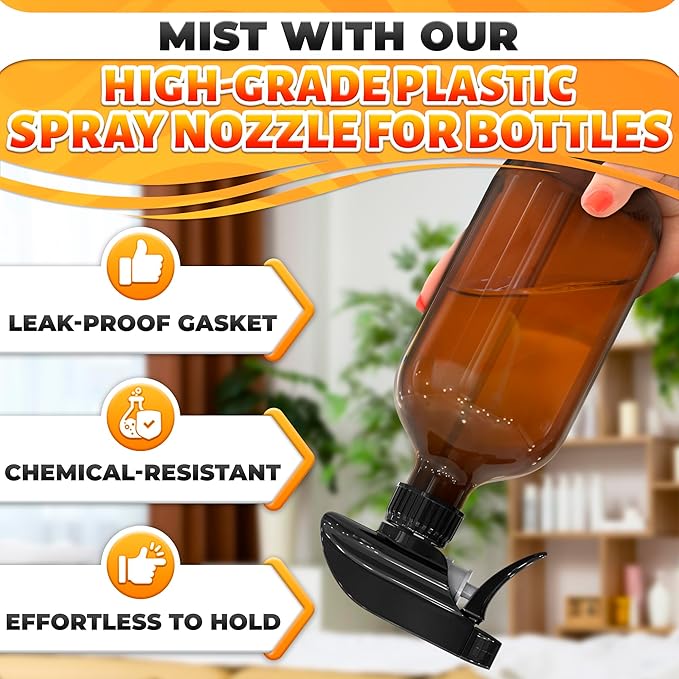 4 Pcs Spray Nozzle for Bottles - Spray Bottle Tops Replacement, Durable Plastic, Adjustable Length, 2 Spray Modes, Fits 8 Oz and 16 Oz Bottles, Good Sealable Fit for Home and Garden Use