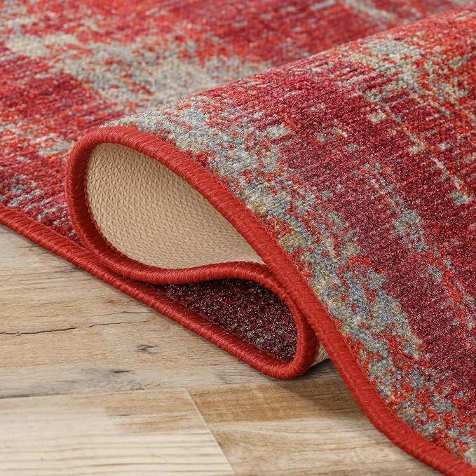 Superior Washable Indoor Area Rug, for Dining, Kitchen, Office, Modern Floor Decor, Soft Aesthetic Rugs, Abstract Brushstrokes Indoor Rug, Brayton Collection, 5' x 8', Orange - Image 5