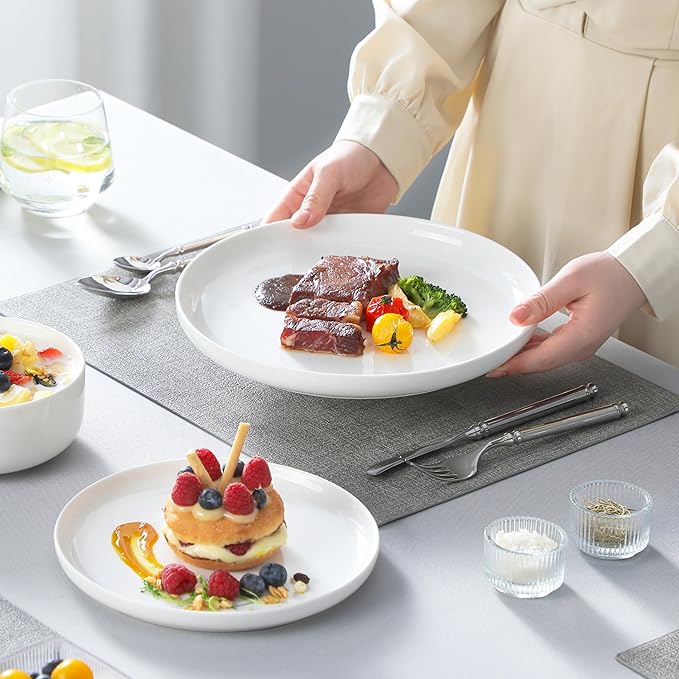 MALACASA Plates and Bowls Sets, 24 Pieces Modern Porcelain Dinnerware Set for 8, Ceramic Dishware Dishes White Kitchen Dinner Dining Ware Set, Microwave and Dishwasher Safe, Series LUNA | Modern Ceramic Dishware,Kitchen Dining Ware,Microwave and Dishwa... - Image 6