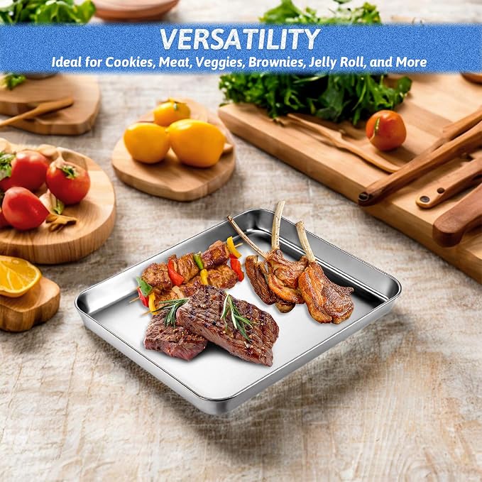 2Pcs Toaster Oven Pans for Baking, 9x11 Baking Sheets Cookie Sheet Stainless Steel Small Replacement Trays for Toaster - Image 6