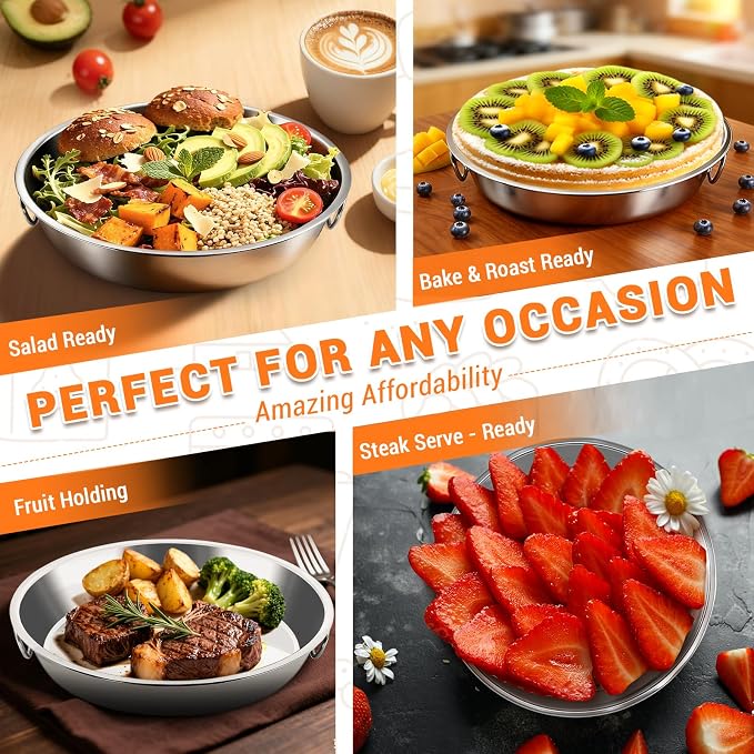 BEWOS 103 Pcs 7.4" Round Cake Pans - Nonstick Stainless Steel Cake Pans with 100 Pcs Parchment Paper, Non-Toxic Cake Baking Pans with Handles, Mirror Finish & Dishwasher Safe - Image 7