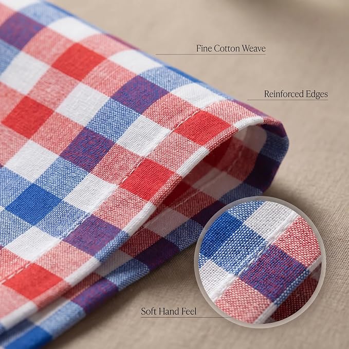 Urban Villa Cloth Napkins July4th 20x20 (Set of 12) Red/Blue - Image 5